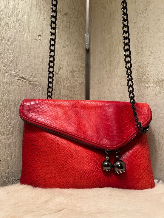 henri bendel Handbags - Henri Bendel Orange Python Leather Shoulder Bag with Balls